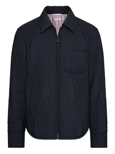 Thom Browne Quilted Diamond-pattern Jacket In Black
