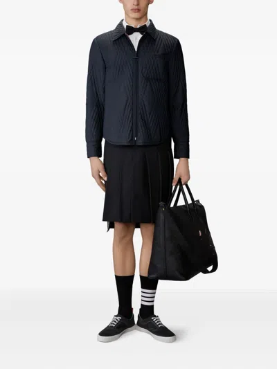 Thom Browne Quilted Diamond-pattern Jacket In Black
