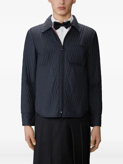 Thom Browne Quilted Diamond-pattern Jacket In Black