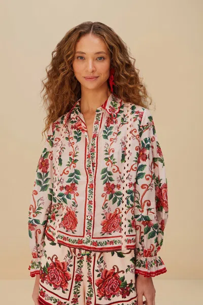 Farm Rio Active Flower Tapestry Pink Shirt