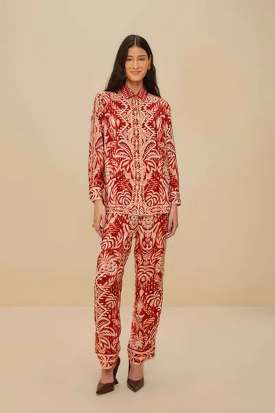 Farm Rio Tropical Tapestry Red Pajama Pants