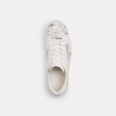 Coach X Peanuts High Line Sneaker With Newspaper Print In White