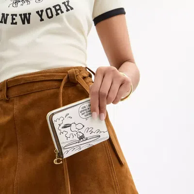 Coach X Peanuts Essential Billfold Wallet With Newspaper Print