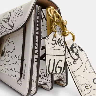 Coach X Peanuts Tabby Shoulder Bag 26 With Newspaper Print