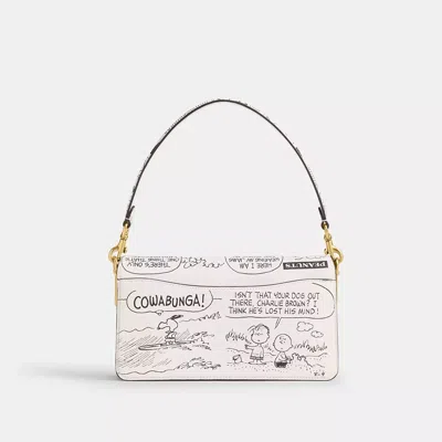 Coach X Peanuts Tabby Shoulder Bag 26 With Newspaper Print