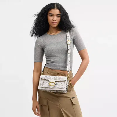 Coach X Peanuts Tabby Shoulder Bag 26 With Newspaper Print