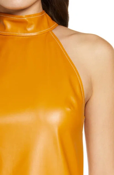 Staud Sicily Faux-leather Halterneck Dress