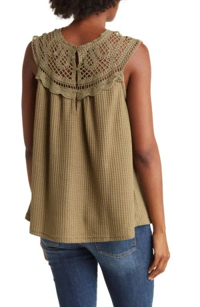 Forgotten Grace Crochet Sleeveless Blouse In Brown