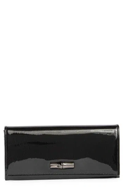 Longchamp Patent Leather Flap Wallet