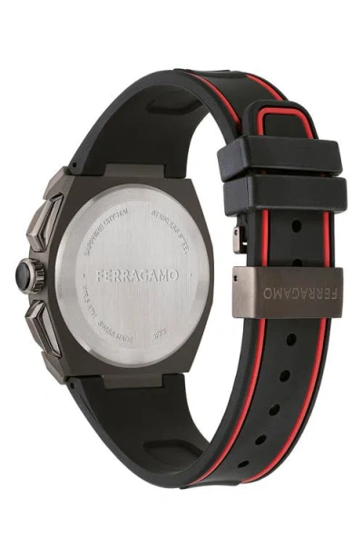 Ferragamo Men's 43mm Supreme Chrono Watch With Polyurethane Strap, Gunmetal