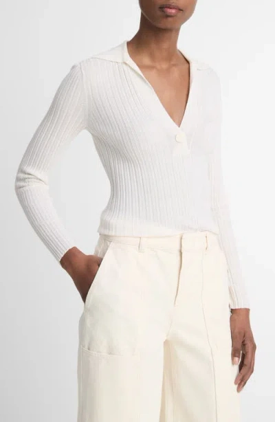 Vince Ribbed-knit Polo Top