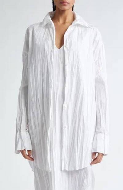 Bite Studios Crease Oversize Crinkle Organic Cotton Button-up Shirt