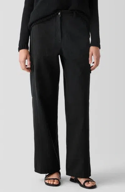 Eileen Fisher Organic Cotton Wide Leg Cargo Pants