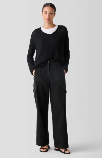 Eileen Fisher Organic Cotton Wide Leg Cargo Pants