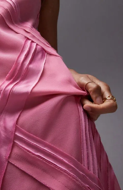 Topshop Premium Raw Seam Detail Midi Slip Dress In Sweet Pink