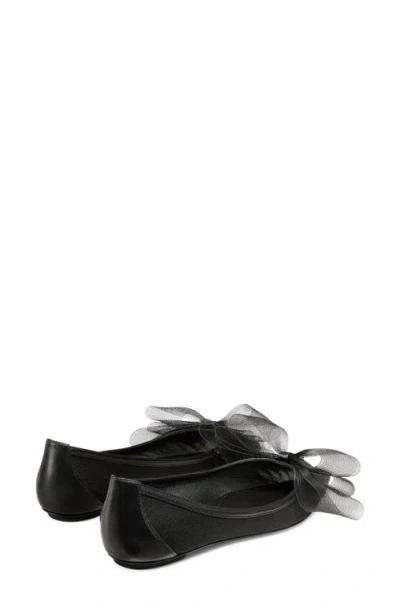 Stuart Weitzman Blushing Bow Mesh Ballerina Flats