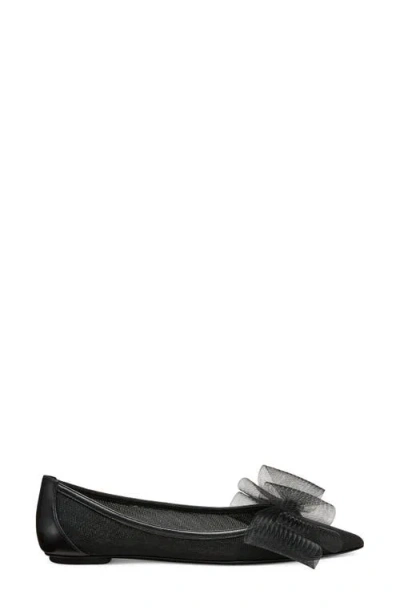 Stuart Weitzman Blushing Bow Mesh Ballerina Flats