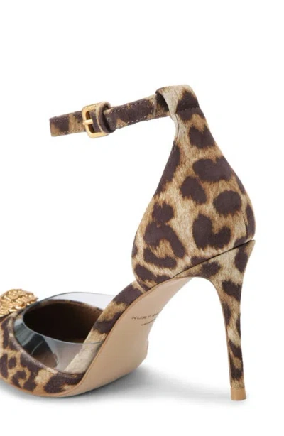 Kurt Geiger London Belgravia Eagle Ankle Strap Pointed Toe Pump In Animal Print
