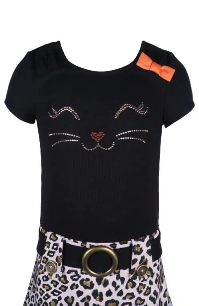 Zunie Kids' Marsha Cat Dress With Headband In Black