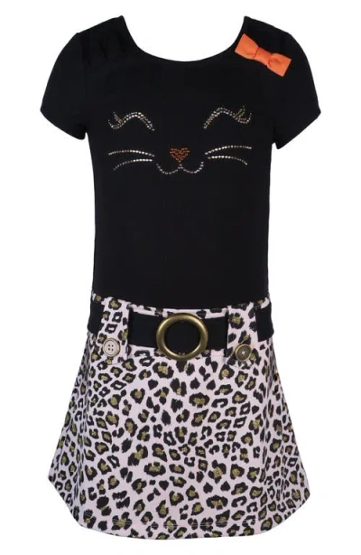 Zunie Kids' Marsha Cat Dress With Headband In Black