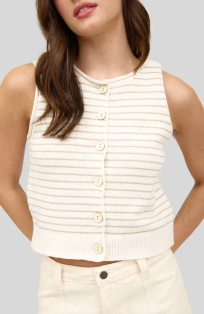 Blu Pepper Stripe Button Front Sweater Vest