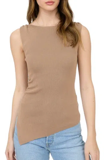 Blu Pepper Asymmetric Gathered Knit Tank Top