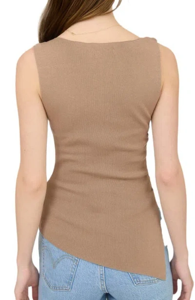 Blu Pepper Asymmetric Gathered Knit Tank Top