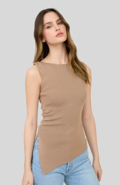 Blu Pepper Asymmetric Gathered Knit Tank Top