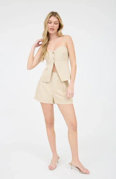 Blu Pepper Solid Pleated Front Shorts In Neutral