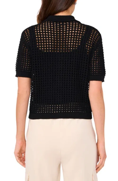Halogen ® Openwork Short Sleeve Cardigan In Black