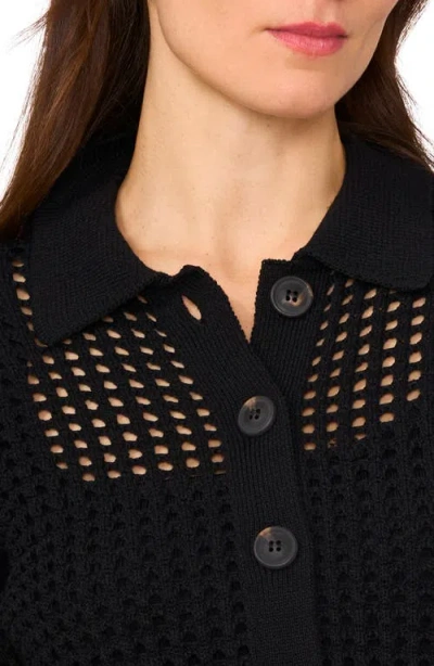 Halogen ® Openwork Short Sleeve Cardigan In Black