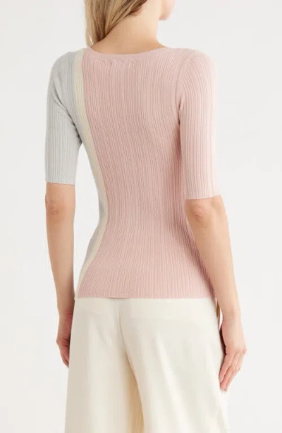 T Tahari Colorblock Elbow Sleeve Ribbed Sweater