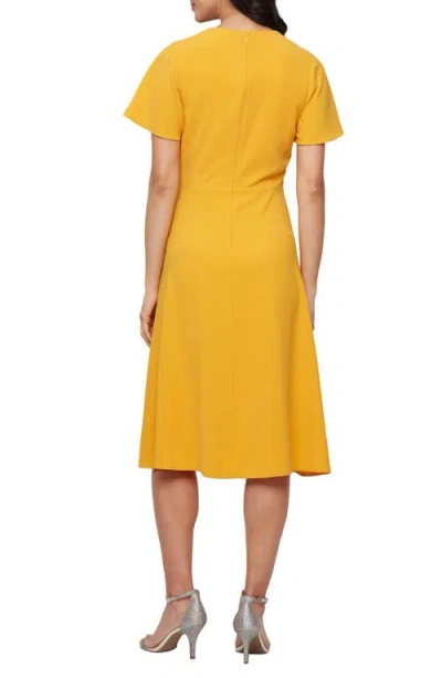 Sl Fashions Flutter Sleeve Midi Dress In Gold