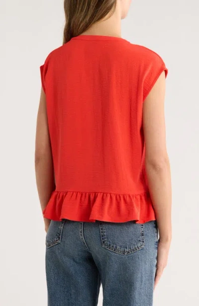 Bobeau Airflow Sleeveless Button-up Top In Red