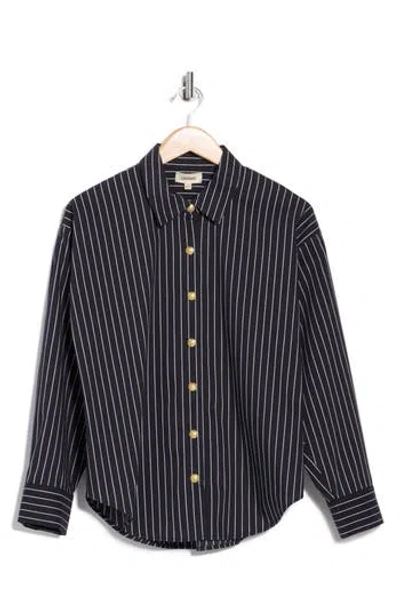 L Agence L'agence Ripley Stripe Button-up Shirt In Black