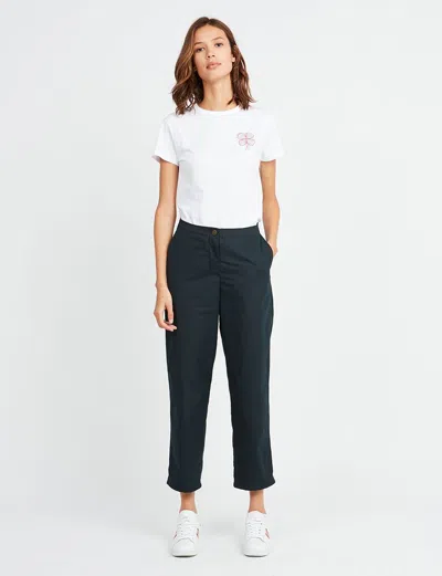 Ines De La Fressange Pantalon Constantin Coton Bleu Marine In Blue