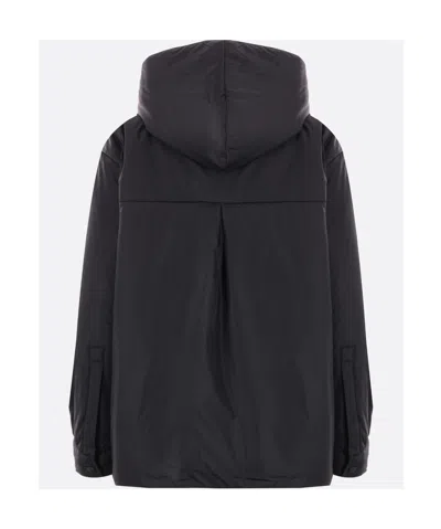Aspesi Relaxed Fit Black Polyamide Jacket With Hood In Black