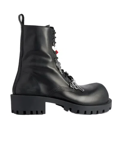 Balenciaga Men's Hummer Lace-up Bootie  In Black