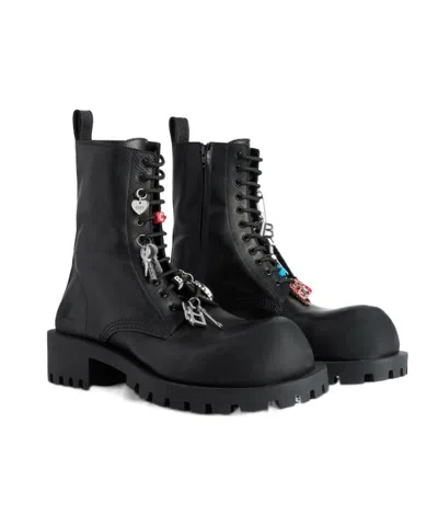Balenciaga Men's Hummer Lace-up Bootie  In Black