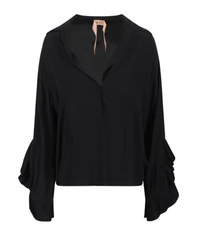 N°21 Blouse With Rippled Detail In Black