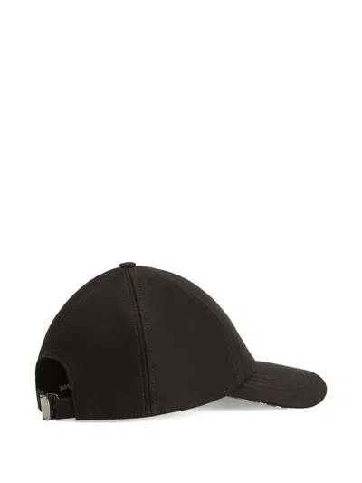 Dolce & Gabbana Panelled Cotton Baseball Cap With Curved Brim In Black
