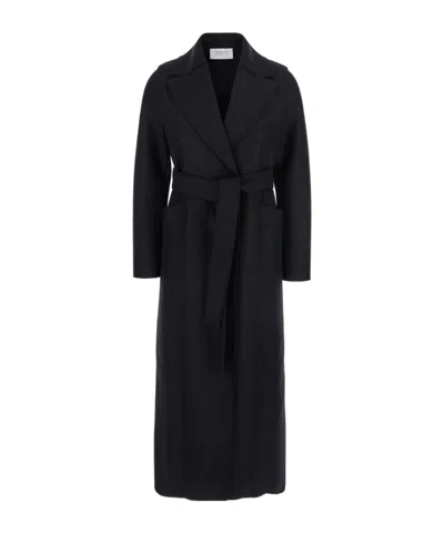 Harris Wharf London Belted Long Coat In Black