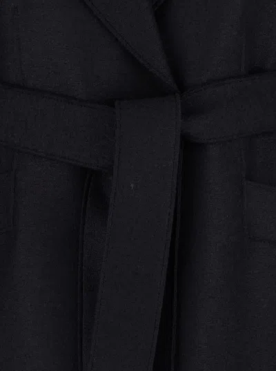 Harris Wharf London Belted Long Coat In Black