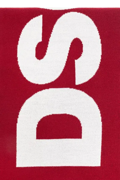 Dsquared2 Logo Intarsia Scarf In Red