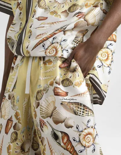 Dolce & Gabbana Silk Shell Print Shorts In Neutral