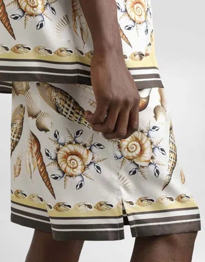 Dolce & Gabbana Silk Shell Print Shorts In Neutral