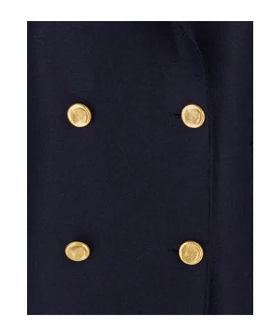 Harris Wharf London Blue Double-breasted  Coat With Wide Notched Revers In Blue