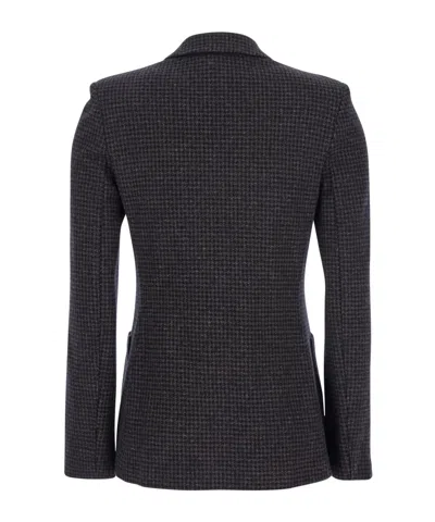 Harris Wharf London Houndstooth Double-breasted Blazer In Gray