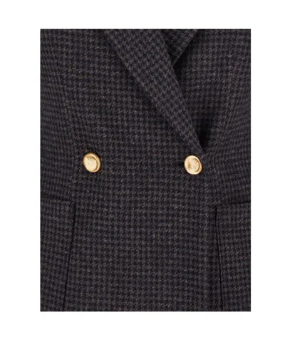 Harris Wharf London Houndstooth Double-breasted Blazer In Gray