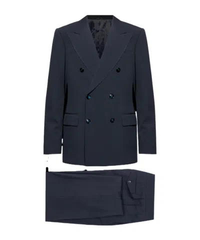 Giorgio Armani Pinstripe Suit In Blue